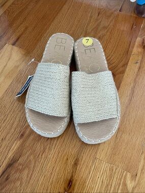 Marshalls Cream Woven Slide Sandals for Women